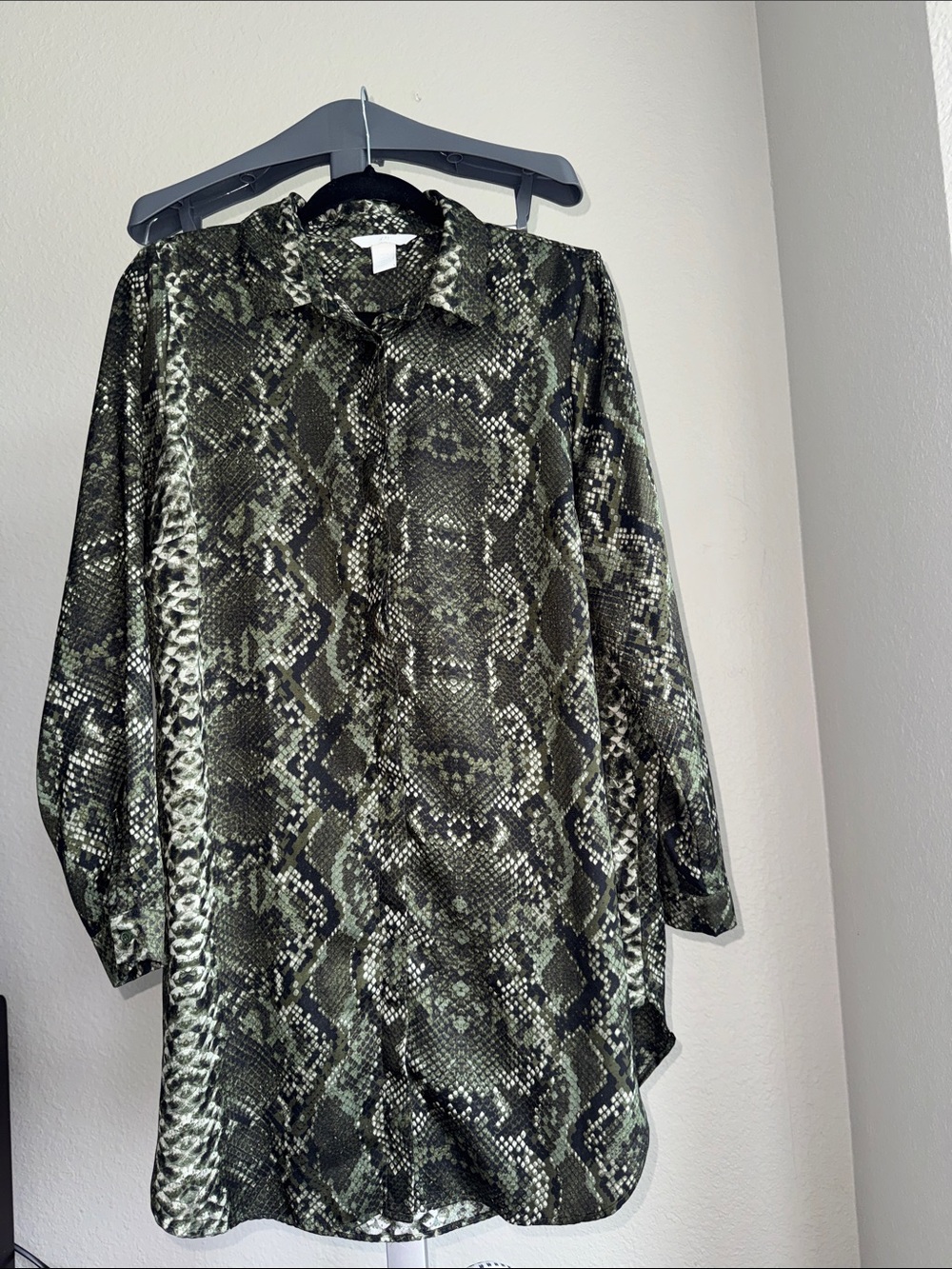 H&M Olive Green Snake-Print shirt/dress